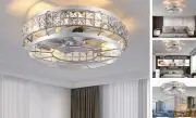 18" Crystal Ceiling Fans with Lights and Remote, Modern Flush Mount Fan,