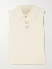 [FRAME] FRAME - Cable-knit Wool Vest - Cream - small small Cream