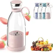 Portable Blender for Fresh Juice,smoothie blender,with 14.2 Oz Travel Cup and Lid, Usb Fast Charging for Making Fruit Juice, Milkshakes and Smoothies (Pink)