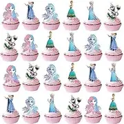 48Pcs Pink Frozen Cake Cupcake Decoration Supplies Cupcake Topper for Kids Birthday Party