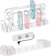 GEEKRIA Switch Charging and Game Stand Compatible with OLED Models of Nintendo Switch and Joy-Cons Charging Station with Fan Designed for Nintendo Switch Joy with