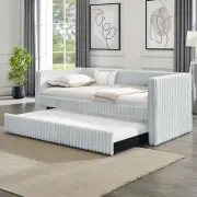 Twin Size Daybed, Upholstered sofa bed,The bottom pulls out to form a bed ,Strip