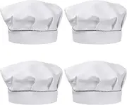 Catime Pack of 4 Children's Chef's Hats 3-12 Years, Unisex Toddler Cooking Hat, Adjustable Elastic, Baker Hat, Breathable Chef Hat, Cooking Cap Mushroom Cooking Hood for Kitchen Crafts Baking, White,