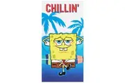 SpongeBob SquarePants Chillin Velour Beach Towel (Blue/White/Yellow) (One Size)