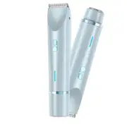 2 in 1 Women Electric Shaver, Dual Head Bikini Trimmer for Women, Body Hair Trimmer, Blue