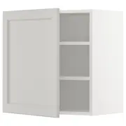 METOD wall cabinet with shelves, white/Lerhyttan light grey, 60x37x60 cm