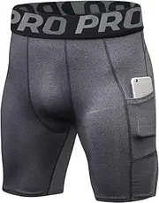 [LNFINTDO] Mens Compression Running Shorts with Phone Pocket Athletic Spandex Sport Shorts Cool Dry Workout Baselayer Underwear