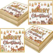 48Pcs Gingerbread Christmas Decorations Gingerbread Party Supplies Gingerbread Napkins for Christmas Gingerbread Decorations Gingerbread Party Decorations Gingerbread House Supplies