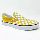 Vans Classic Slip On (Checkerboard) Ochre Gold True White Womens Size 6.5