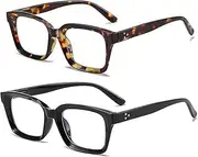 CVVTSPE Retro Spring Hinge Womens Readers,Blue Light Blocking Computer Square Reading Glasses for Women Men
