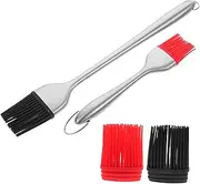 Ciieeo 1 Set Stainless Steel Silicone Basting Brush BBQ Cooking Tool with Brushes Ergonomic Handle for Easy Basting and Baking for Grilling and Kitchen Use
