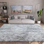 Tinyboy-hbq Area Rugs Soft Shaggy Comfy and Fluffy Rug for Living Room Bedroom Kids Room Nursery Modern Carpet Indoor Floor Mat Anti-Skid Rugs Home Decor (Grey White,250x300cm)