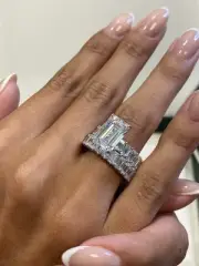 Diamond Ring E VS1 IGI Emerald 13 Carat Labcreated 14K White Gold Eternity Band