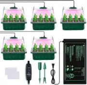 Seed Starter Tray with Grow Light, 5 Pack Kit with Heat Mat and Humidity Domes