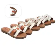 EVERAU® Women Leather Ultra Soft Flat Slides - White / AU Ladies 7 / AU Men 5 / EU 38