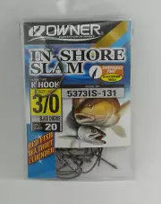 Owner 5373IS-131 Inshore Slam K-Hook Black Chrome Size 3/0 20Ct