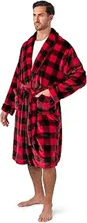 [PAVILIA] Mens Plush Fleece Robe with Shawl Collar | Soft, Warm, Lightweight Spa Bath Robe