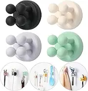 iBetterLife 4Pcs Silicone Toothbrush Holders - Multi-Function Hook Waterproof Self Adhesive Wall Mounted Single Hook for Hanging Key, Utility Plug Holder for Bathroom Kitchen Living Room Office