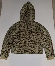J Crew Crewcuts Girls Animal Print Tan & Black Puffer Coat Size 12 Primaloft