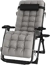 Zero Gravity Lounge Chair, Zero Gravity Chairs Heavy Duty Extra Wide Sun Lounger 72cm/28 Portable Folding Lawn Recliner Comfy Stable Sun Lounger Garden Chairs Lounge Chair (Color : Black Pads, Size
