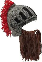 [YEKEYIYE] Wig Beard Hats Handmade Knit Warm Winter Caps Ski Funny Mask Beanie for Men Women