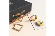 Boxed Gold Layered Geometry Earrings Set