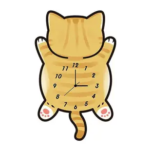 時鐘 貓咪時鐘 卡通時鐘 時鐘 掛鐘 壁鐘 靜音木鐘 造型時鐘 創意時鐘 大橘貓卡通時鐘 可愛挂鐘 早教時鐘