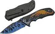 SZCO Supplies 8” Dragon Decaled Liner Lock Folding Knife with Pocket Clip, Gold/Black, (300549-GD)