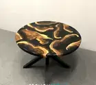 Black Epoxy Table, Rustic Round Epoxy Coffee Table – One-of-a-Kind Beauty