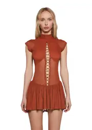 [Dolls Kill] Manifest Jealousy Lace-Up Dress - Orange (Brooklyn)