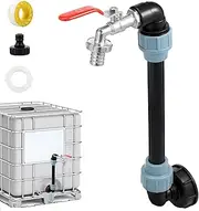 IBC Tank Gooseneck 25 cm Long Extension Tube Weld-Free Ultra Rust Resistant IBC Gooseneck 3/4 Inch Outlet Tap -30 °C - 80 °C IBC Adapter with Gooseneck Brass Tap (Red)