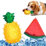 Catzon 2 Packs Pet Teether Cooling Chew Toys Freezable Teething Toy for Puppies-Watermelon Pineapple