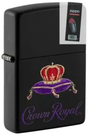 Zippo 49754 Crown Royal Logo Black Matte Windproof Lighter + FLINT PACK