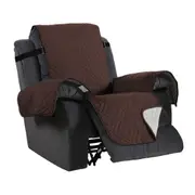 Recliner Chair Cover Water-resistant Reversible Quilted Recliner Chair Cover Sofa Slipcover with Non Slip Strap Couch Protector - Brown