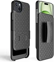 Combo Case with Kickstand & Holster for iPhone 15 Plus, Slim Shell & Swivel Belt Clip Holster, with Built-in Kickstand for Apple iPhone 15 Plus (6.7")