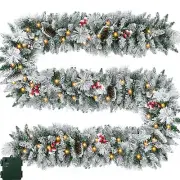 Christmas Garland with Lights, Prelit Xmas Garlands with Timer, Lighted Chris...