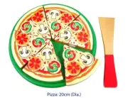 NEW FUN FACTORY VIGA 6 Slice Quality Wooden Pizza & Toppings on Plate Spatula