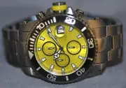 Invicta Men's Pro Diver Chrono Yellow Dial Gunmetal Stainless Steel Watch 11226