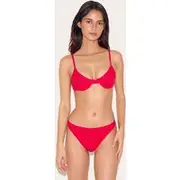 Red Textured Floral Underwired Bikini Top, Red