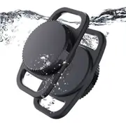 (2 Pack) Waterproof Apple AirTag Dog Collar, PC+Silicone Air Tag Pet Collar Holder Case, Mute AirTag Collar Cover for Cat Dog Anti-Lost GPS Tracker (Black)