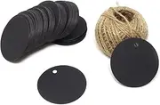 Honbay 100PCS Kraft Paper Blank Round Gift Tags with 100 Feet Jute Twine for Wedding, Party, Christmas, Gifts, DIY Crafts, etc (Black)