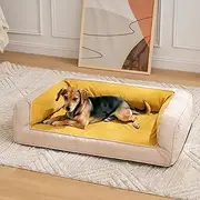 FUNNY FUZZY Dog Bed for Small Dogs, Dog Sofa Couch for Puppy Cats with Orthopedic Egg-Crate Foam Support, Removable, Machine Washable Pet Bed Cover, Non-Slip Bottom