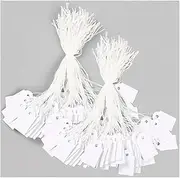 White Marking Writable Tags Display Label, CuiCanfla 200 Pcs Price Tags with String, White Paper Tag Jewelry Price Tags, White Gift Tags with String for Jewelry Gift Clothing (25x15mm)