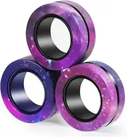 3pcs Magnetic Rings Fidget Toy Set for Kid Teen Adult Girls, Cool Silent Fidget Spinner Ring,Stress Relief,Anxiety and ADHD Toys （Starry Sky）
