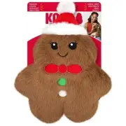 Kong Holiday Snuzzle Gingerbread Plush Dog Toy Brown Soft Squeaky Toss Shake