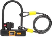 ZECHAO Bike U Lock,with Cable Bike Antitheft Four Password U Lock for Electric Bicycle Motorcycle Mountainbike Heavy Duty Bike D Lock Anti-Theft Lock
