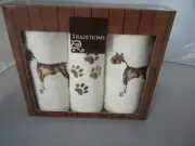 3 Fingertip Towels Boxer Dog Ivory Paw Prints