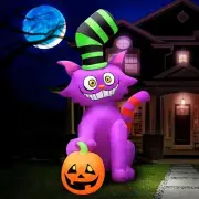 Halloween Top Hat Cat Spooky Airblown Inflatable Decor Light Lawn Holiday BlowUp