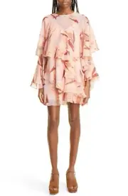 Ted Baker London Pegaia Ruffle Long Sleeve Mini Dress Size 2/US 4-6 A-Line Boho