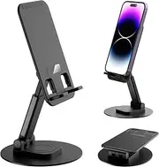 360 Rotatable Aluminium Universal Foldable Phone Tablet Stand Holder Adjustable Multi Angle Desktop Travel Smartphone Stable Cradle Dock slim light weight for iPhone, Samsung, iPad, Tablets, Nintendo